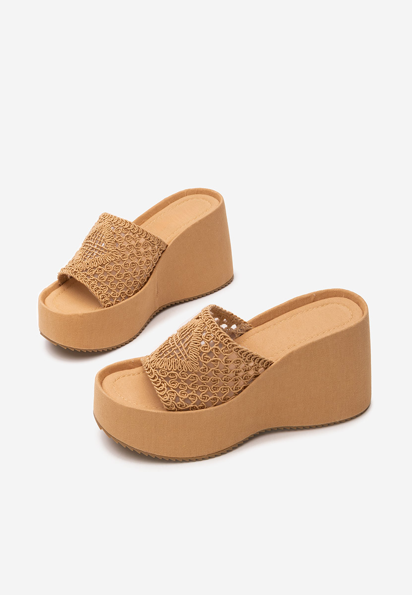 Kimbra khaki telitalpú platform papucs