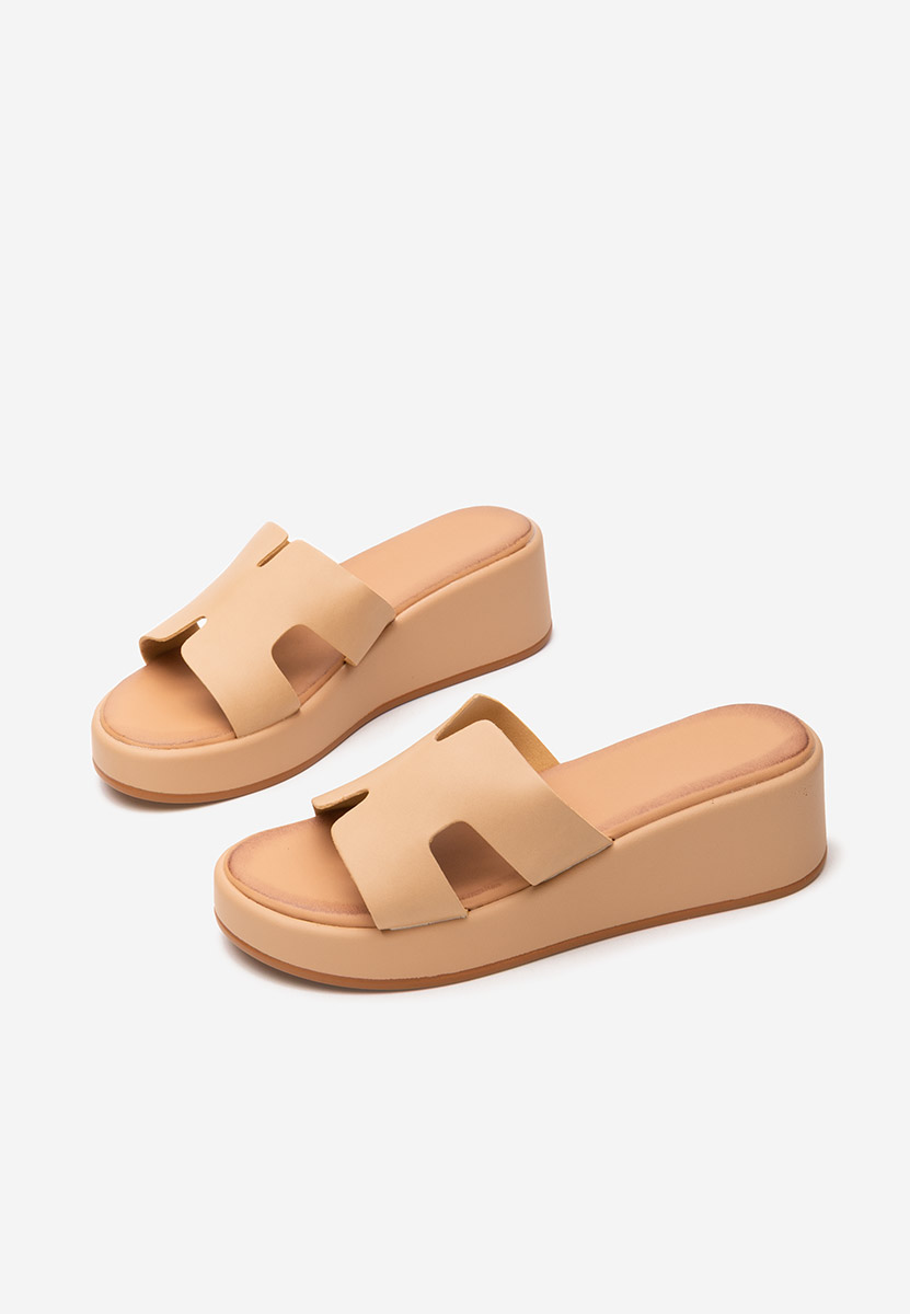 Malynda khaki telitalpú platform papucs