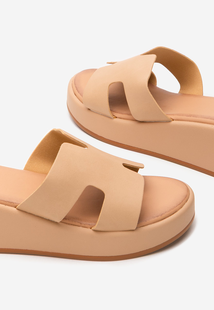 Malynda khaki telitalpú platform papucs