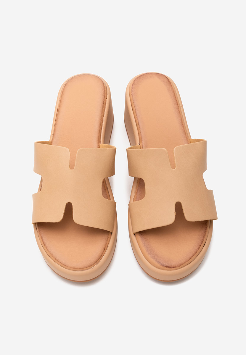 Malynda khaki telitalpú platform papucs