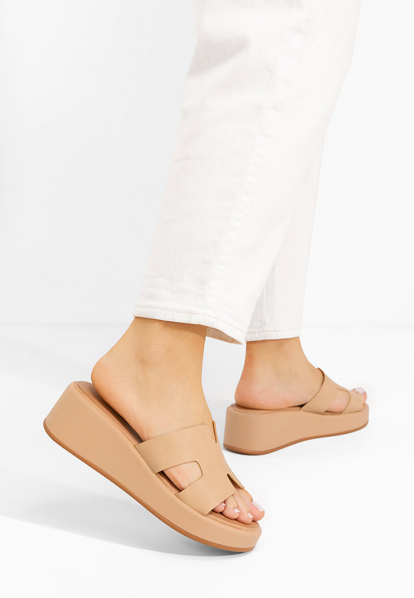 Malynda khaki telitalpú platform papucs