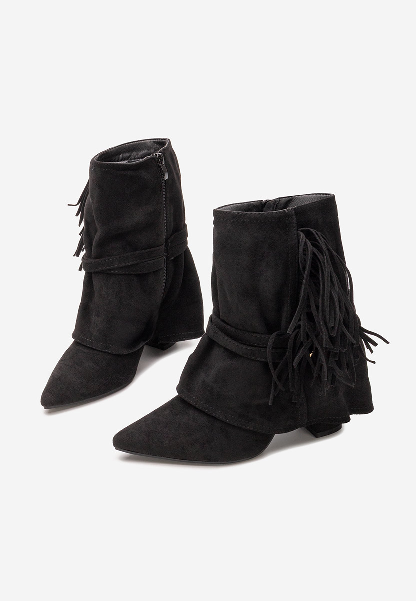 Ranale fekete bokacsizma vastag sarokkal