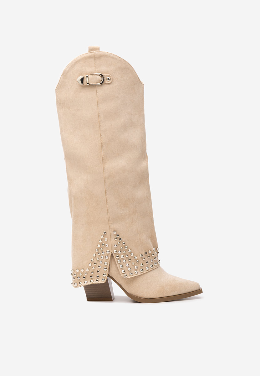 Raffaela bézs magassarkú csizma