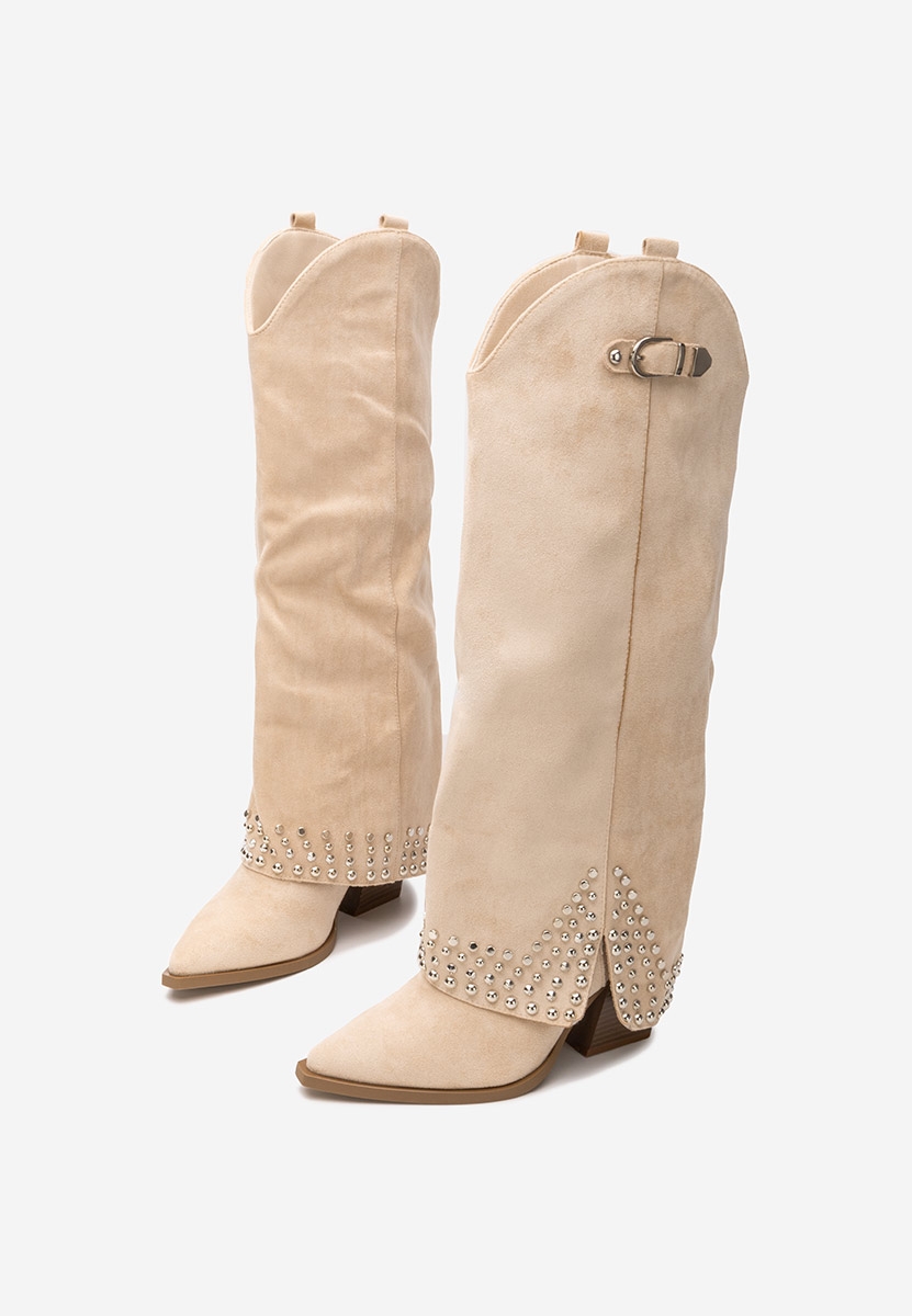 Raffaela bézs magassarkú csizma