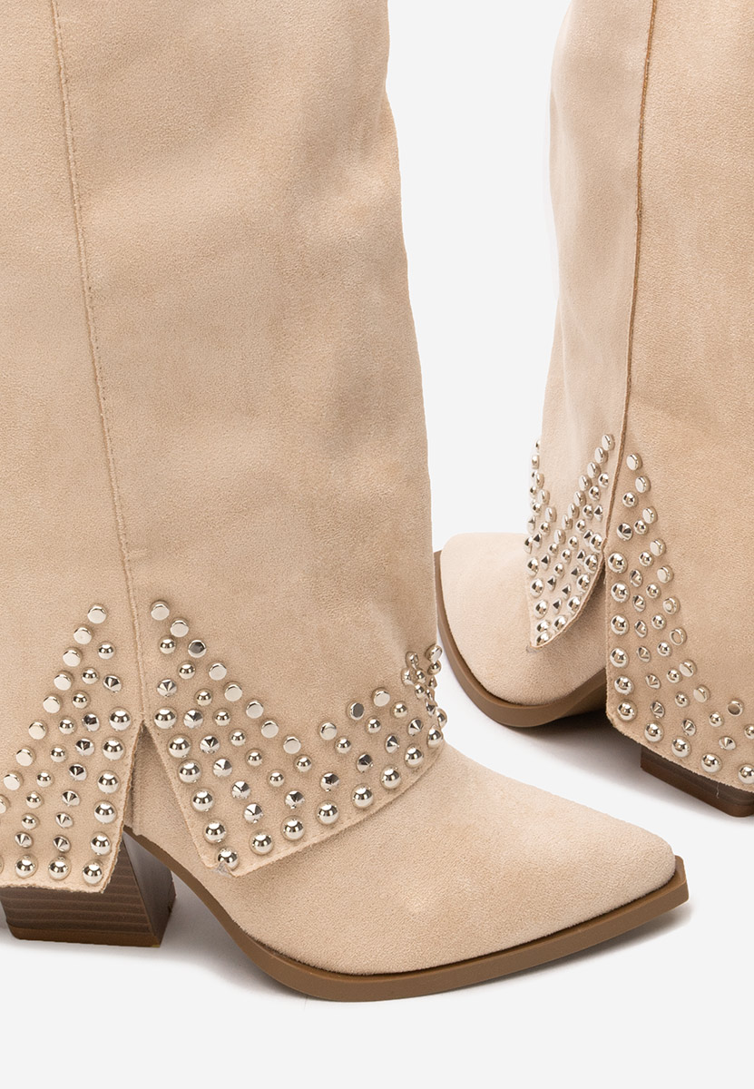 Raffaela bézs magassarkú csizma