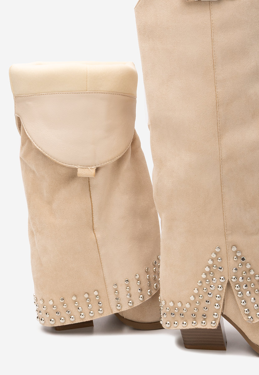 Raffaela bézs magassarkú csizma