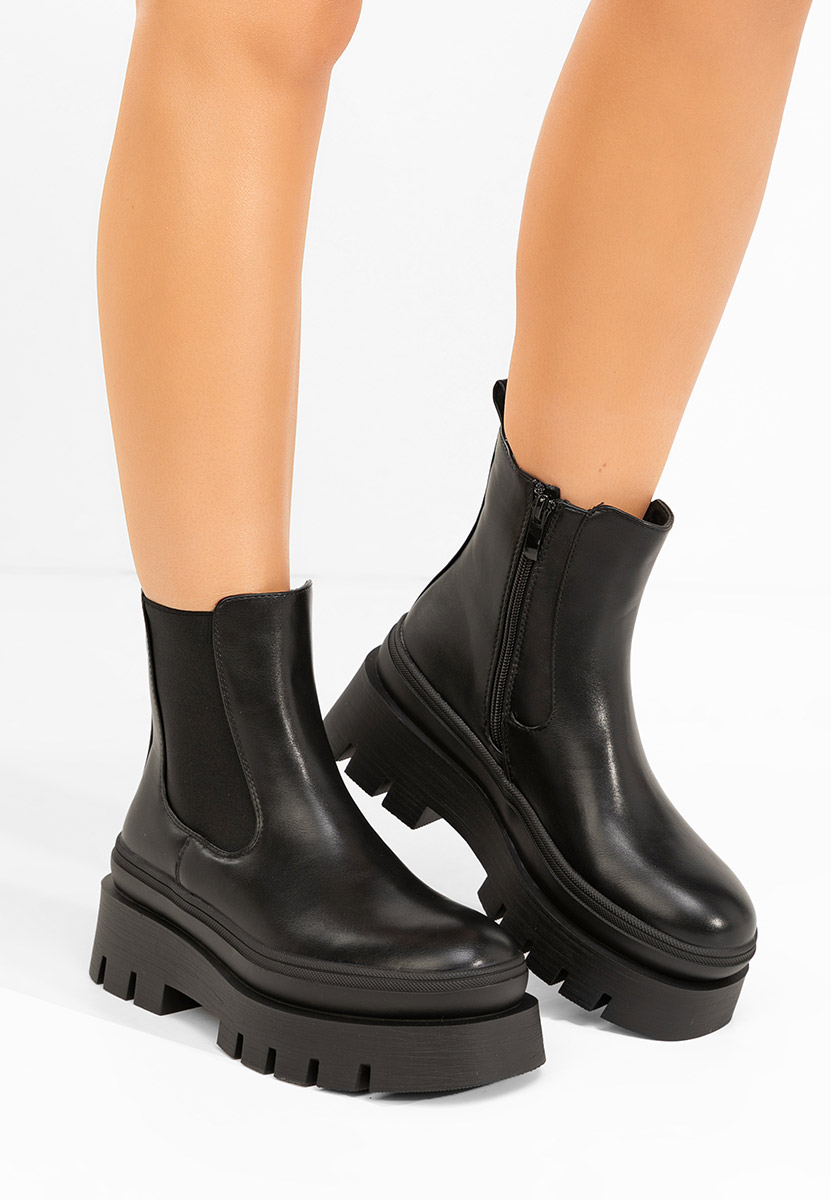 Mayte fekete női telitalpú bokacsizma