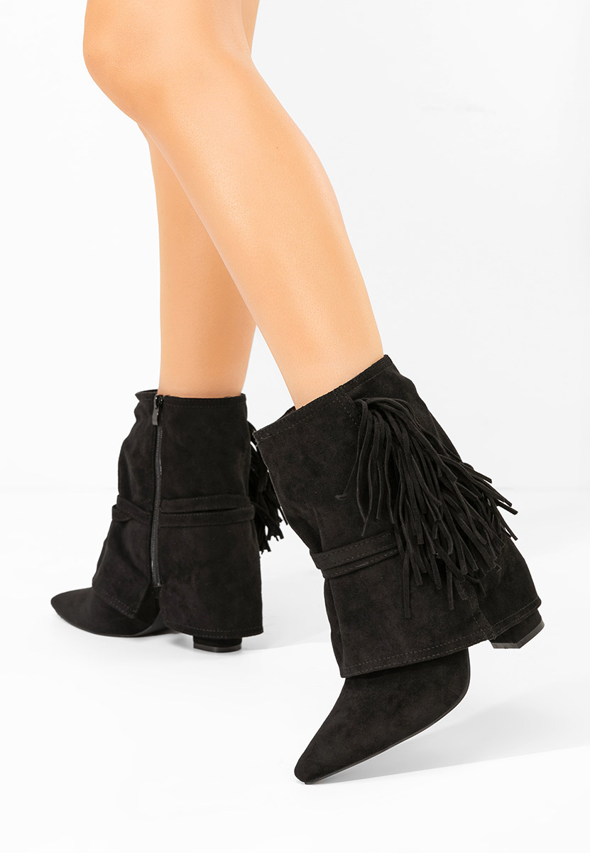 Ranale fekete bokacsizma vastag sarokkal