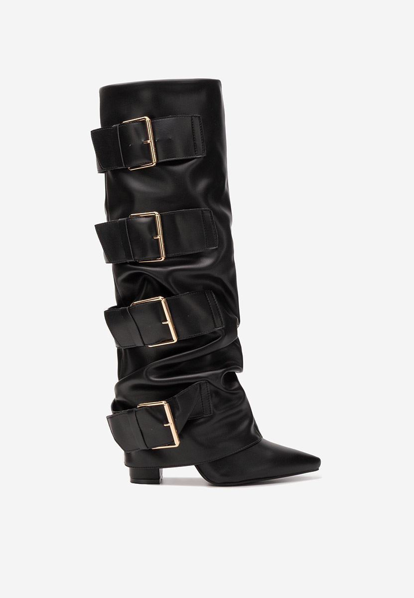 Jefery fekete magassarkú csizma