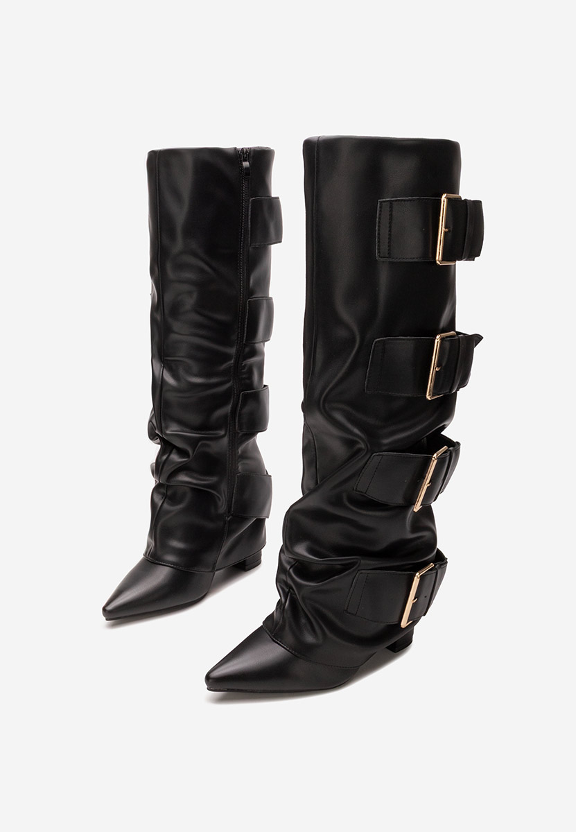 Jefery fekete magassarkú csizma