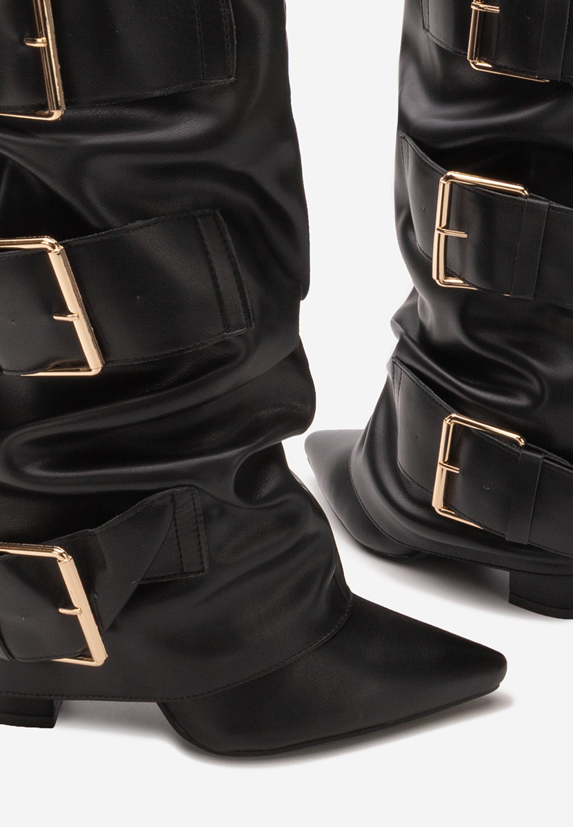 Jefery fekete magassarkú csizma