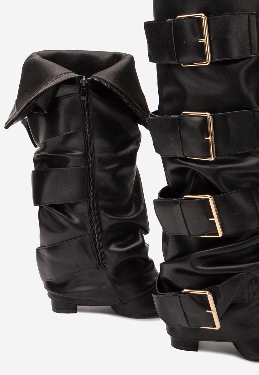 Jefery fekete magassarkú csizma