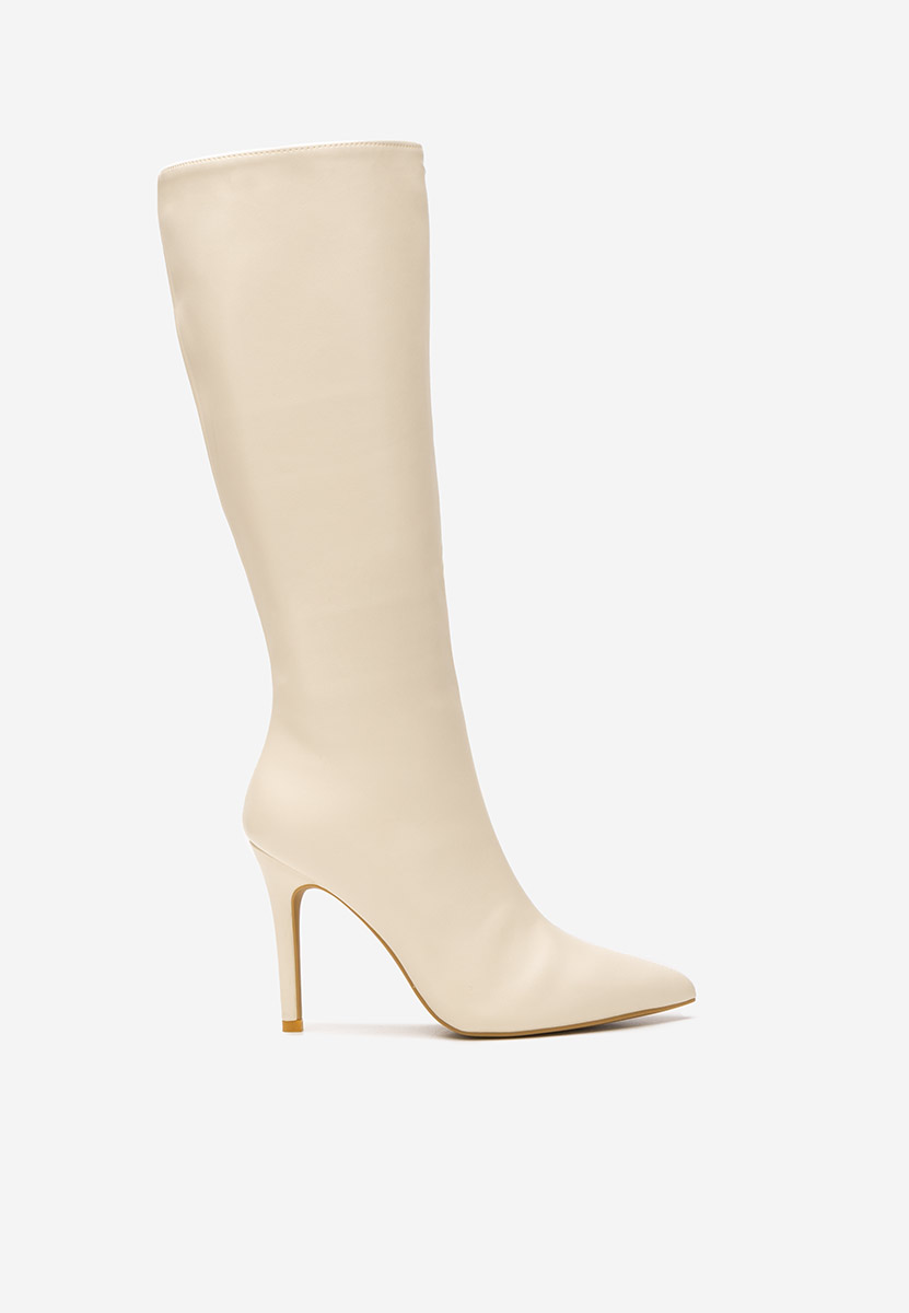 Kiva bézs tűsarkú csizma