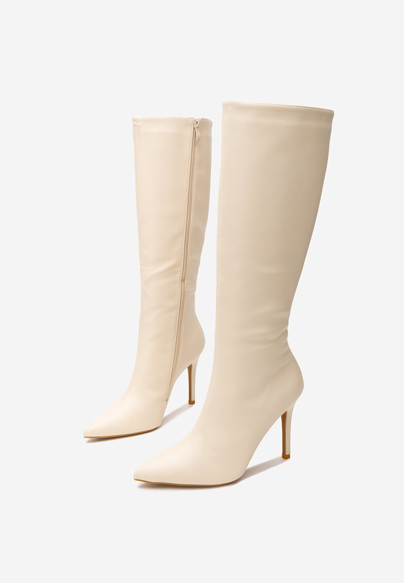 Kiva bézs tűsarkú csizma