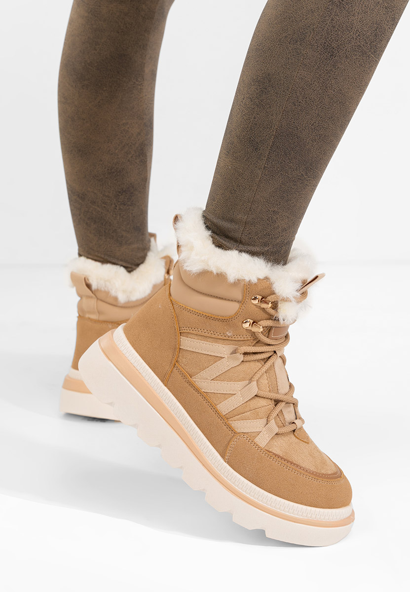 Nimora khaki telitalpú platform bokacsizma