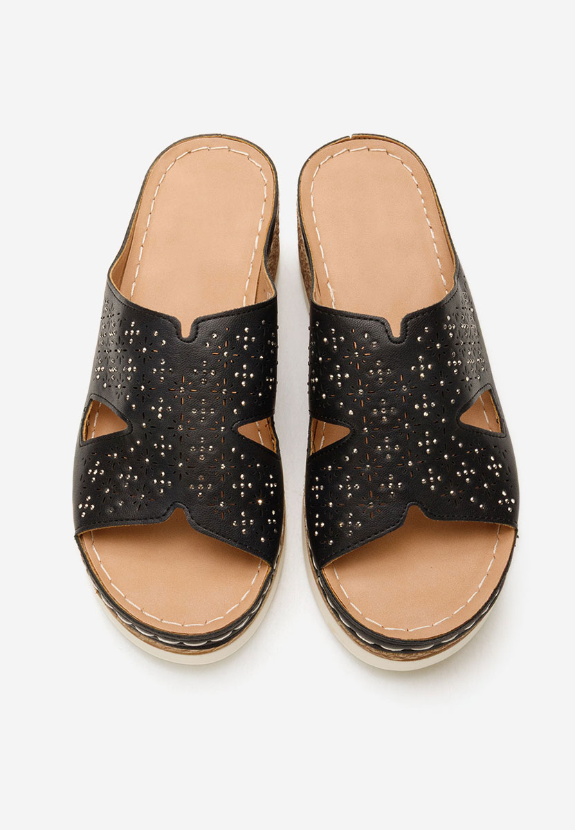 Larue fekete platform papucs