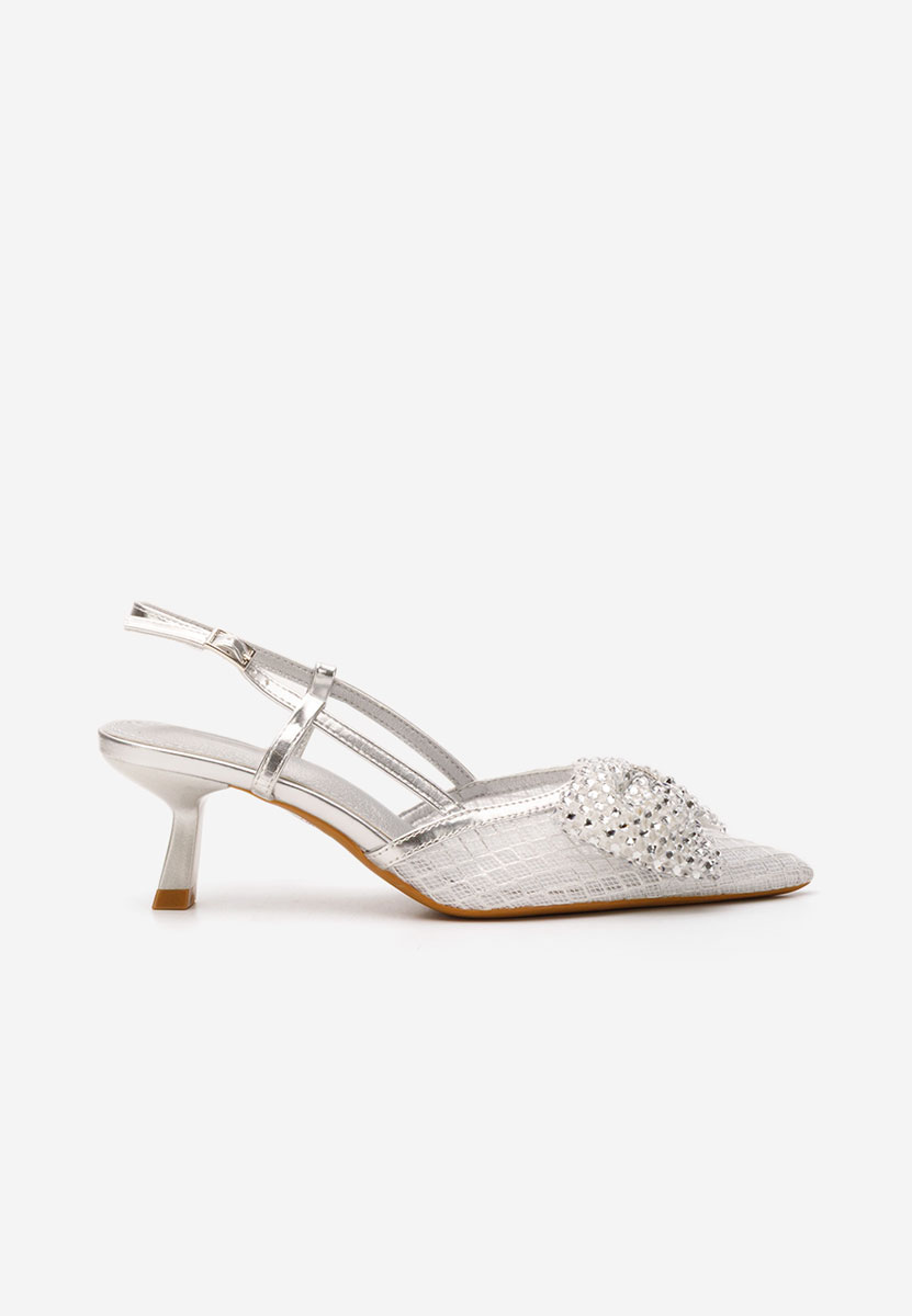 Daniele ezüst alacsony sarkú körömcipő