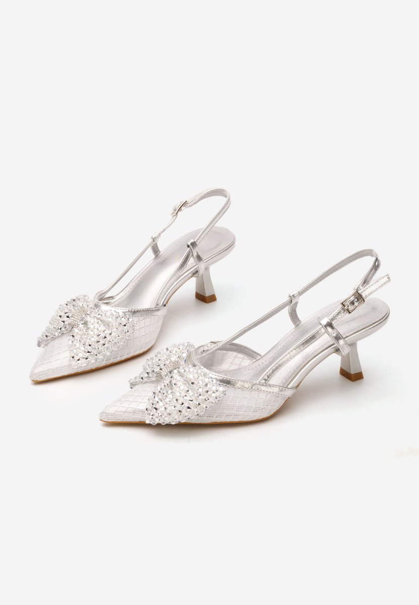 Daniele ezüst alacsony sarkú körömcipő