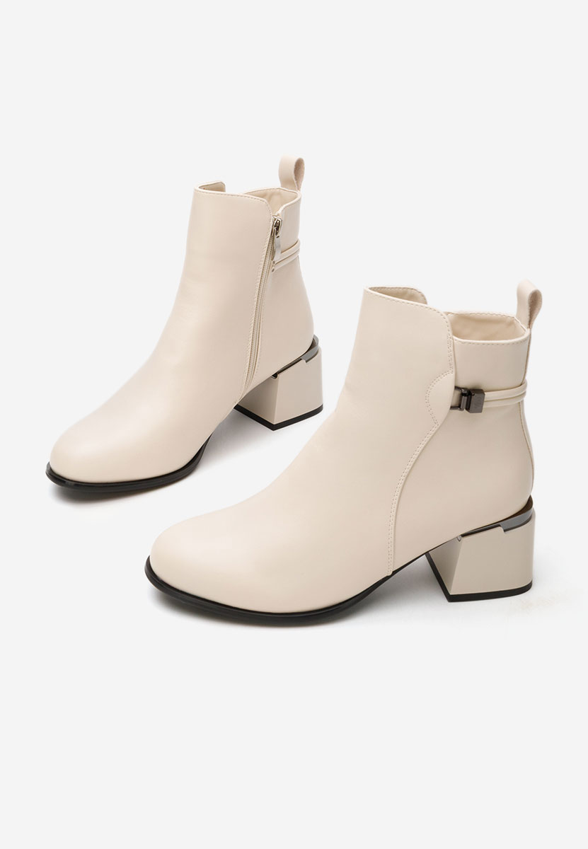 Selvoria bézs bokacsizma vastag sarokkal