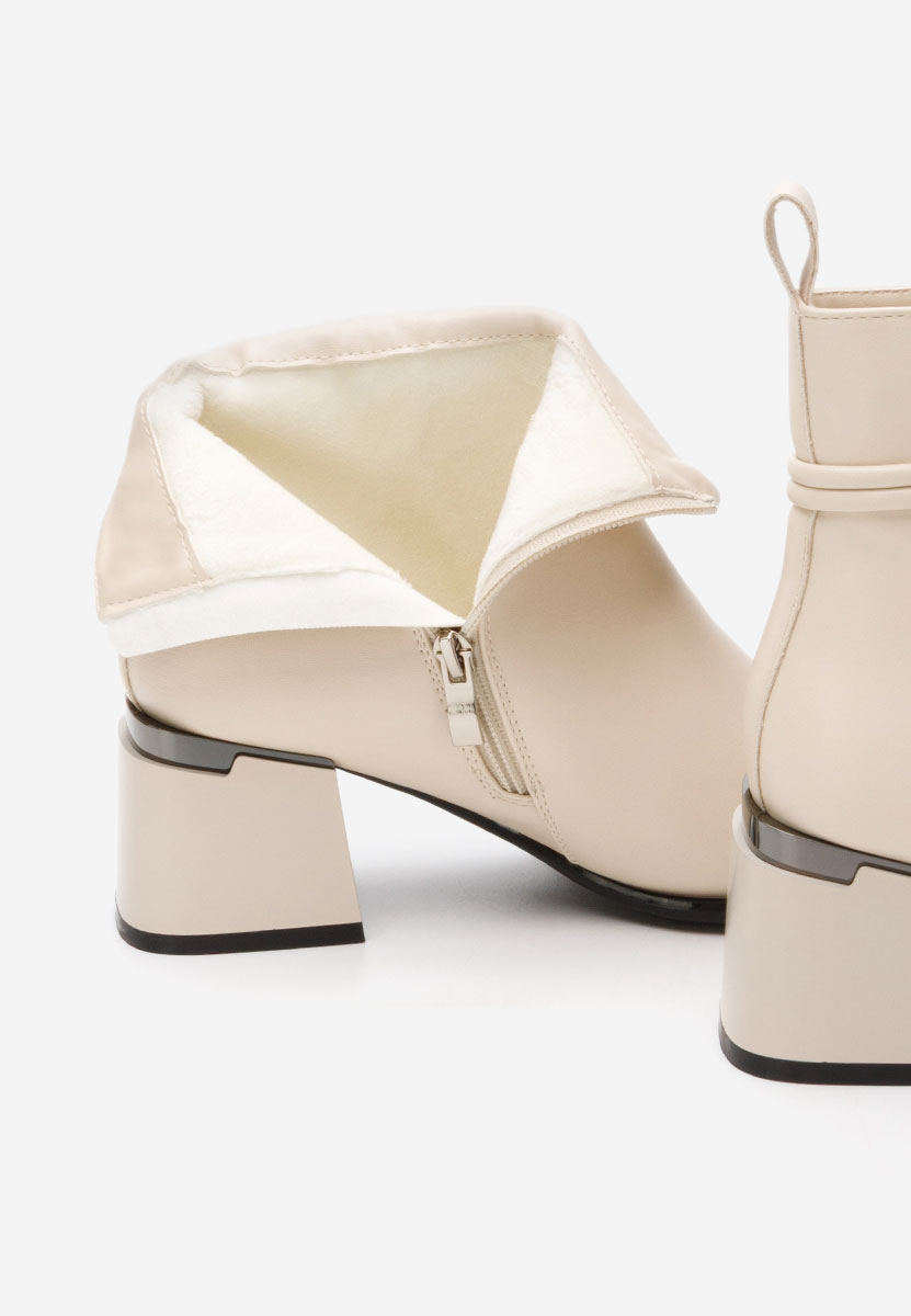 Selvoria bézs bokacsizma vastag sarokkal