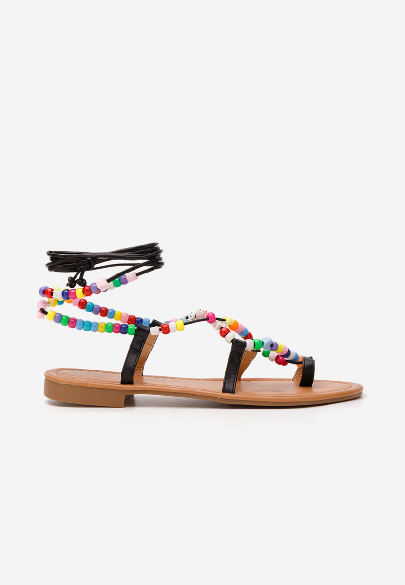 Bertha fekete lapos talpú szandál