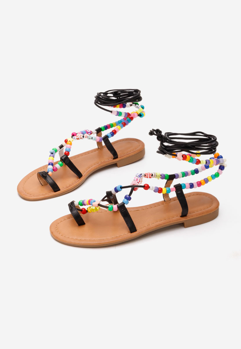 Bertha fekete lapos talpú szandál