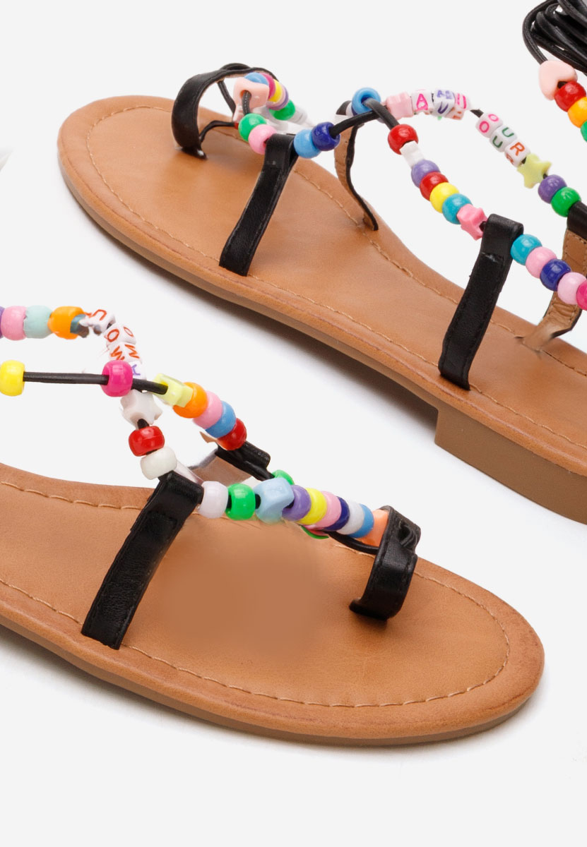 Bertha fekete lapos talpú szandál