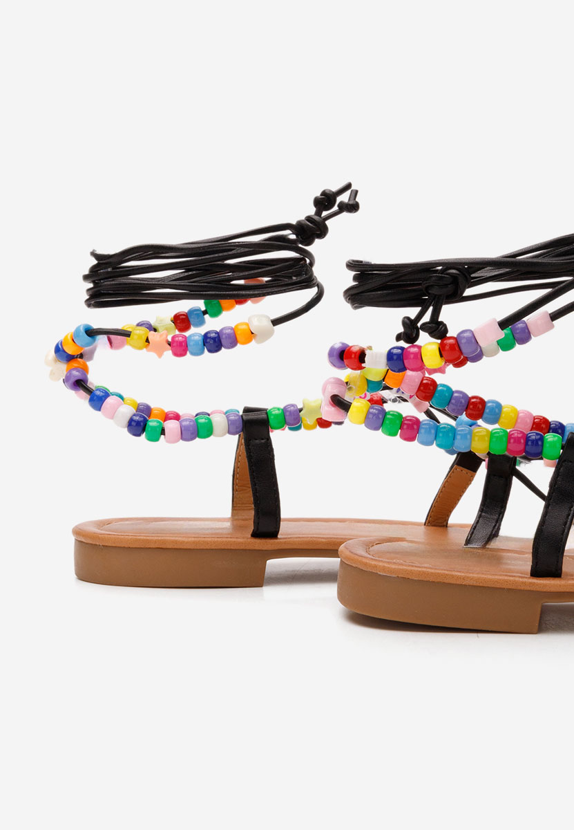 Bertha fekete lapos talpú szandál