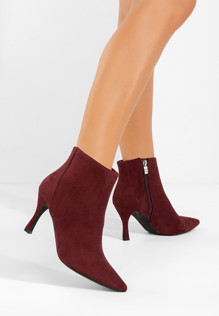 Jinna borvörös tűsarkú bokacsizma