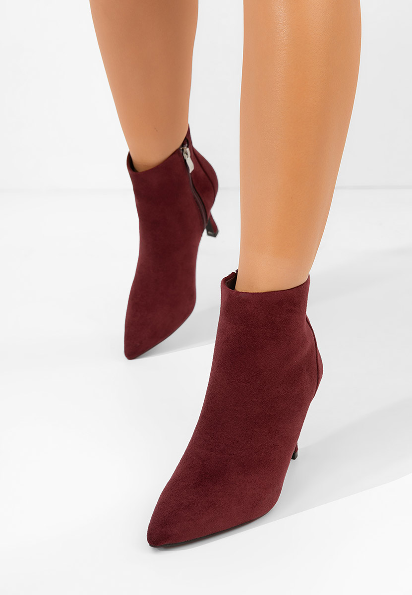 Jinna borvörös tűsarkú bokacsizma