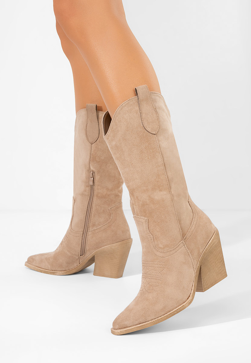 Jena khaki cowboy csizma női 