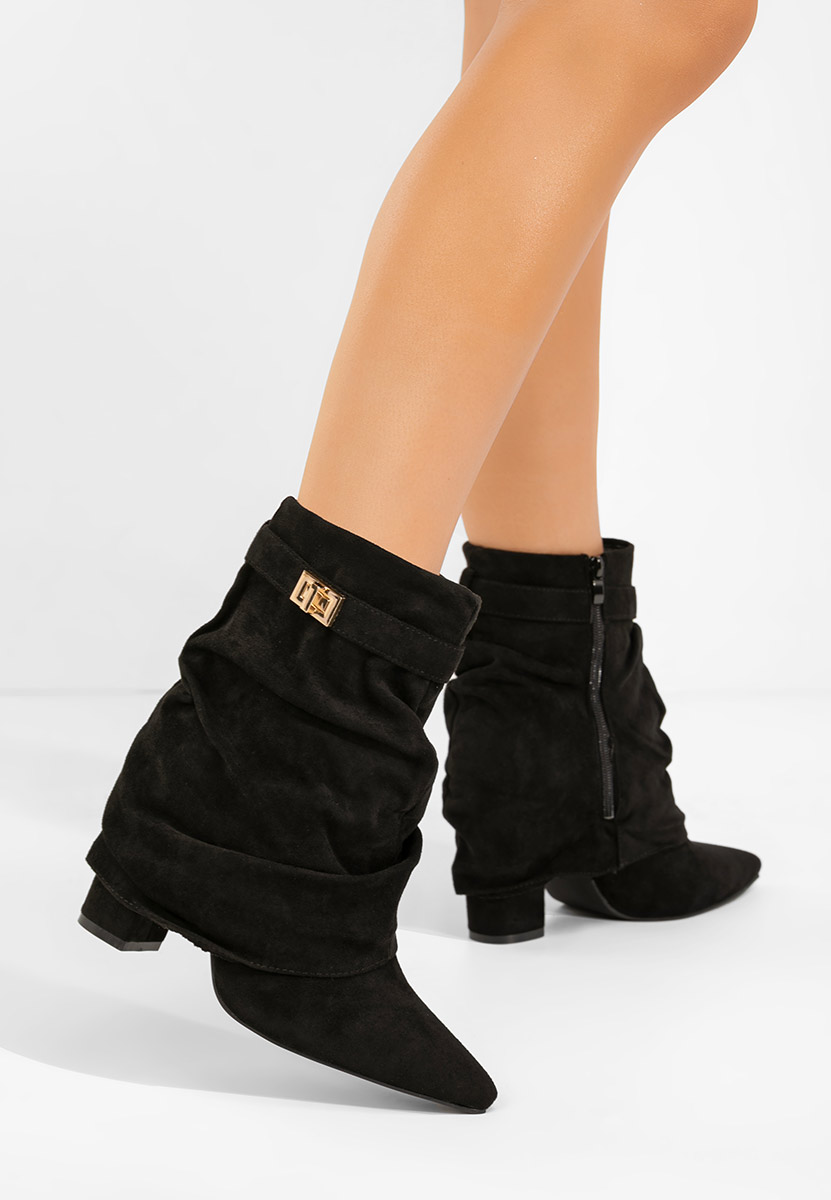 Liamia fekete bokacipő vastag sarokkal