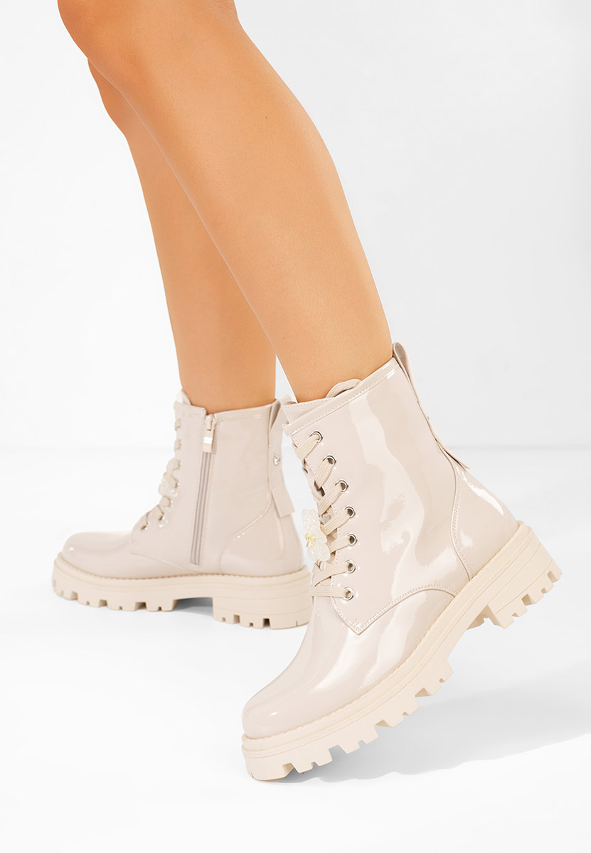 Maxine bézs női lakk bakancs 