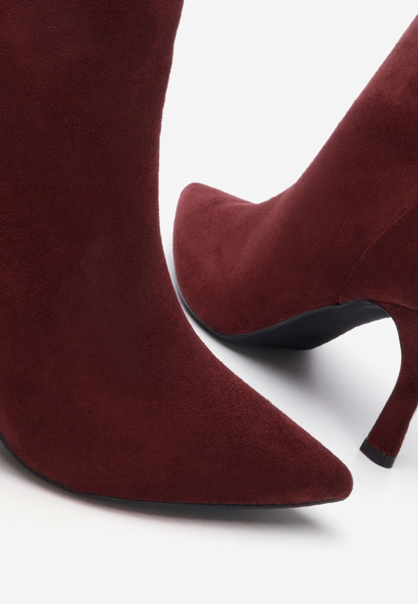 Jinna borvörös tűsarkú bokacsizma