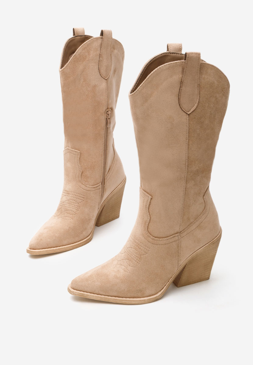 Jena khaki cowboy csizma női 