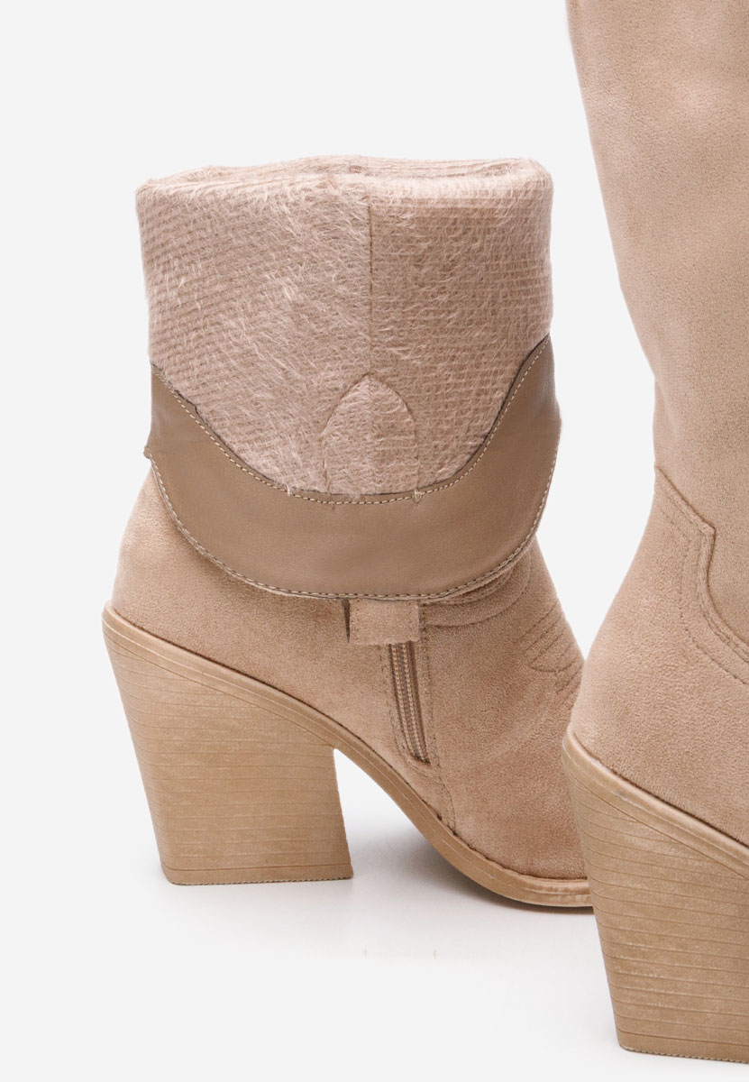 Jena khaki cowboy csizma női 