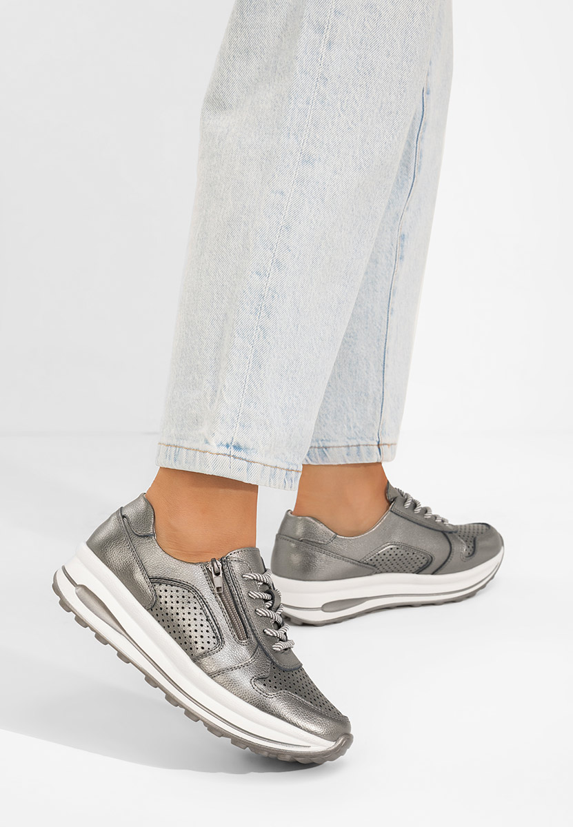 Cidra ezüst női bőr sneaker