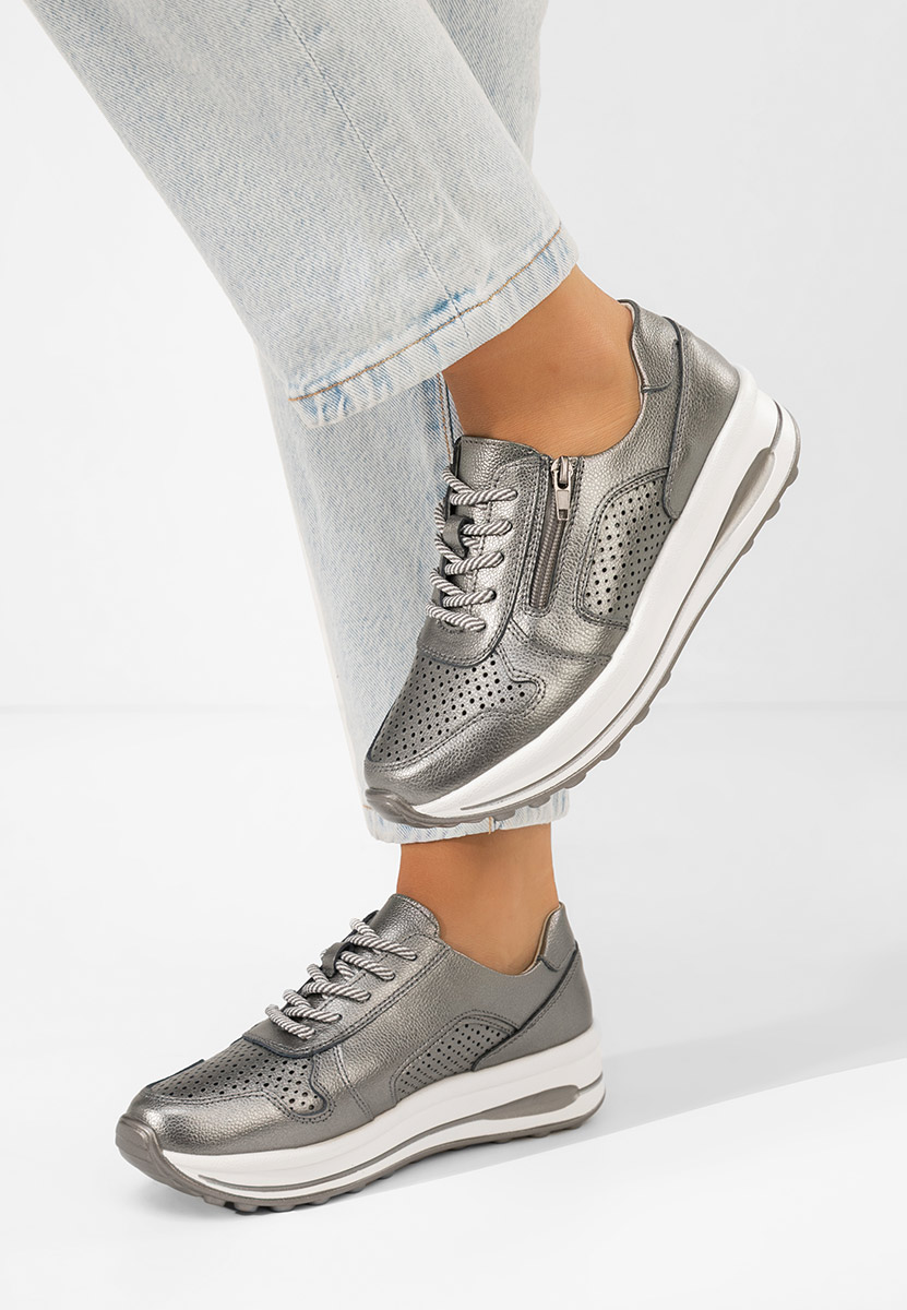 Cidra ezüst női bőr sneaker