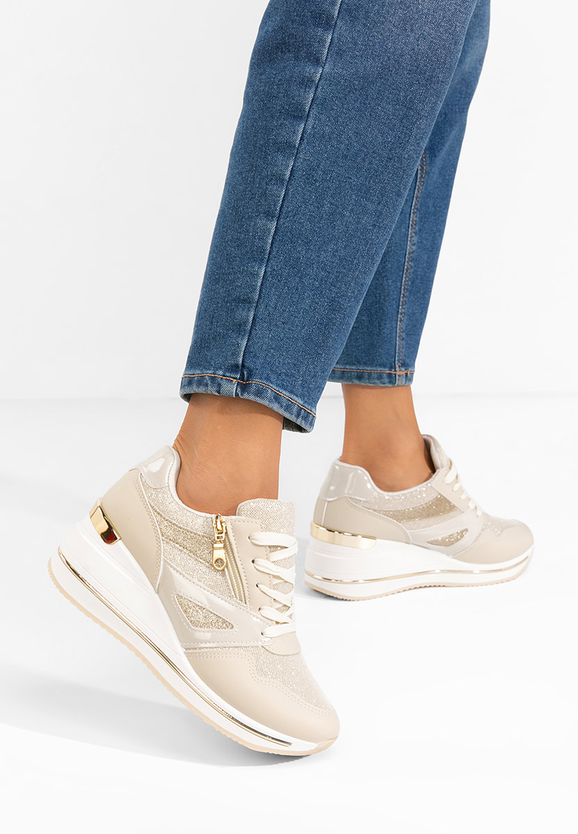 Reinia bézs telitalpú platform sneaker