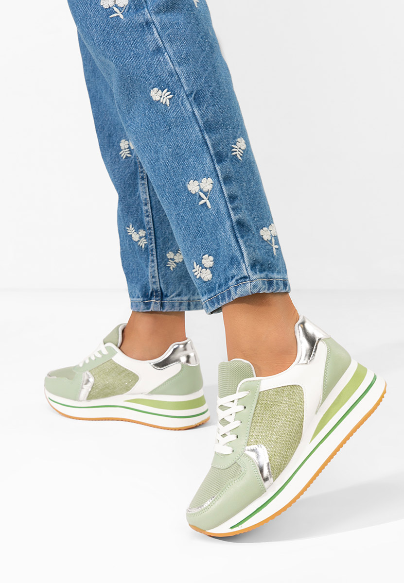 Sidnei zöld telitalpú platform sneaker