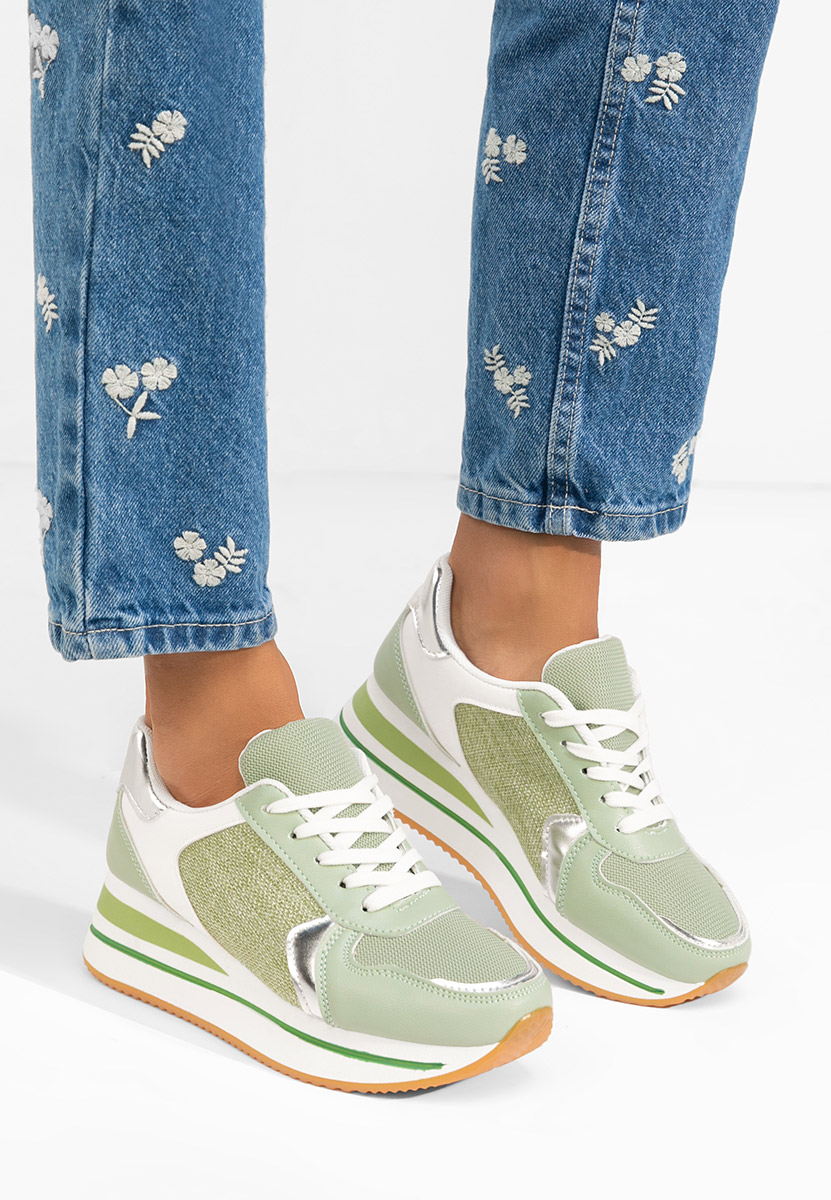 Sidnei zöld telitalpú platform sneaker
