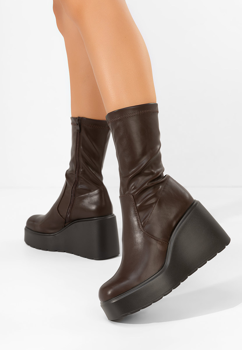 Lin v2 barna telitalpú platform bokacsizma