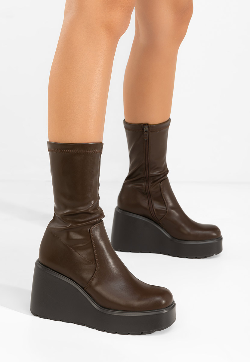 Lin v2 barna telitalpú platform bokacsizma