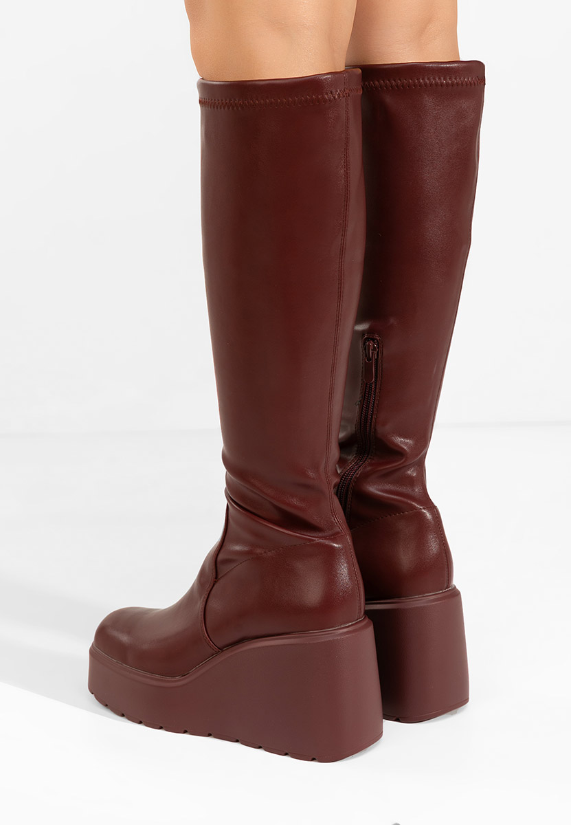 Rozalin bordo  platform csizma