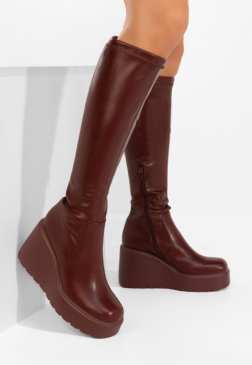 Rozalin bordo  platform csizma