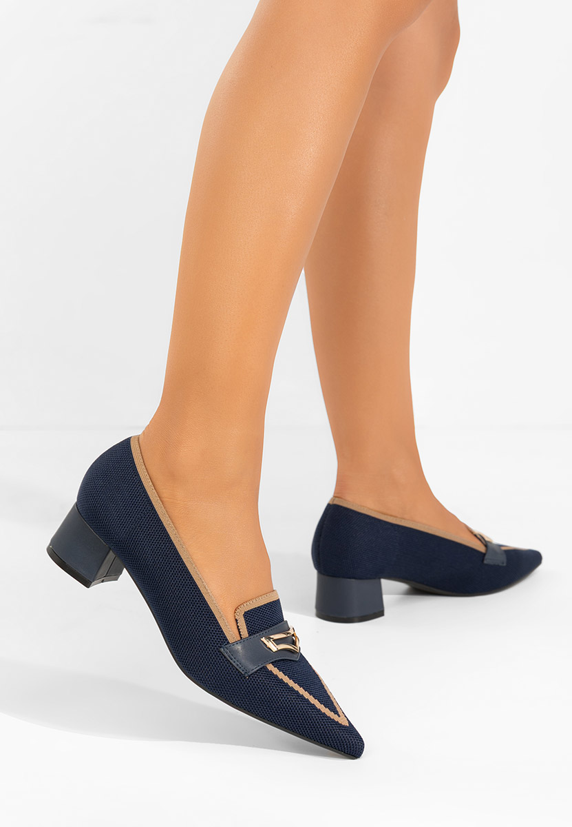 Dianey tengerészkék alacsony sarkú körömcipő