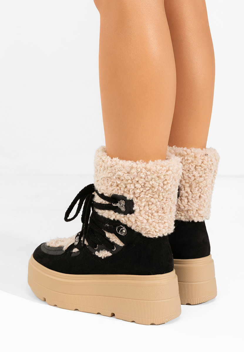 Norelia fekete telitalpú platform bokacsizma