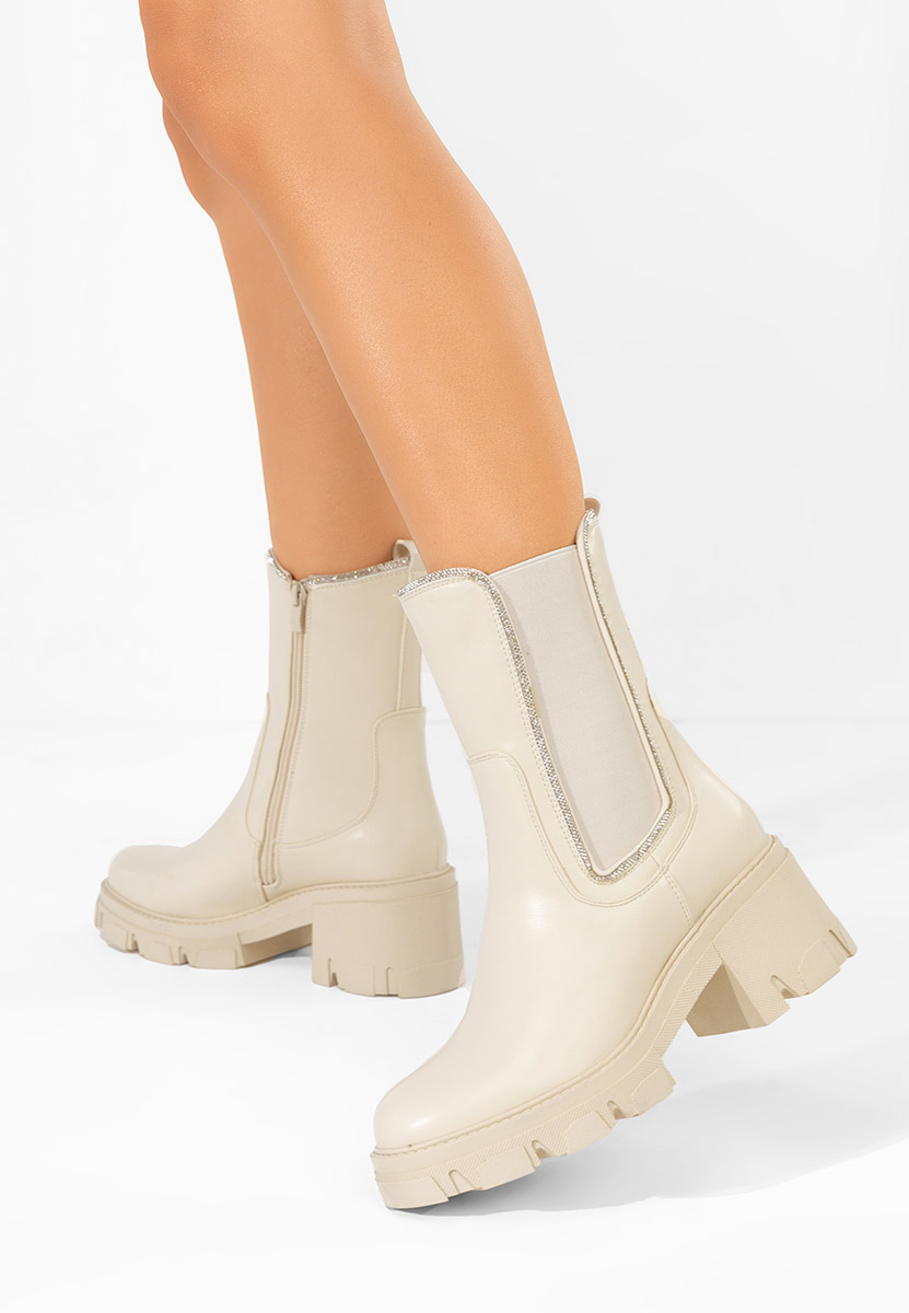 Justine bézs női bokacsizma