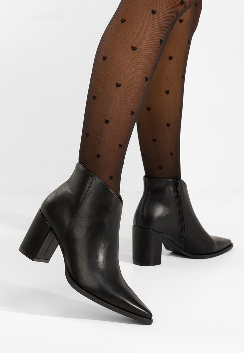 Jamilia fekete bokacipő vastag sarokkal