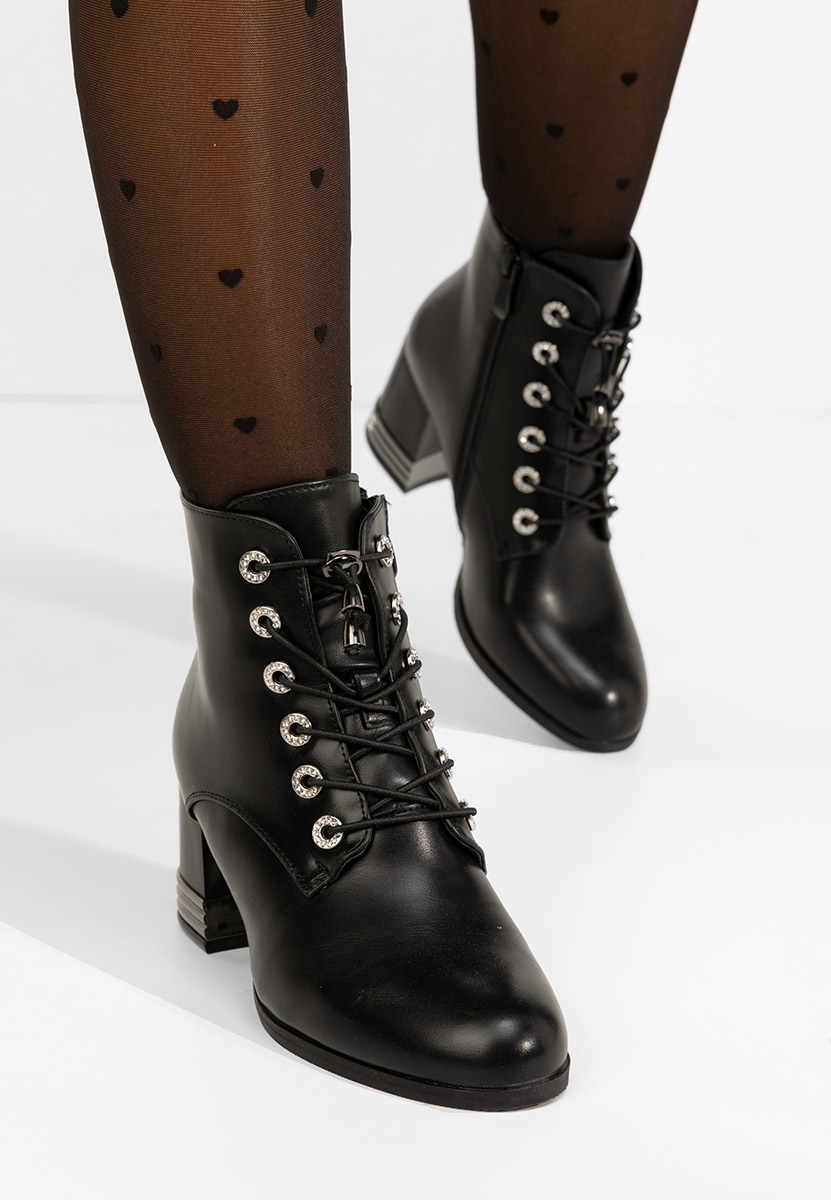 Takina v2 fekete bokacipő vastag sarokkal